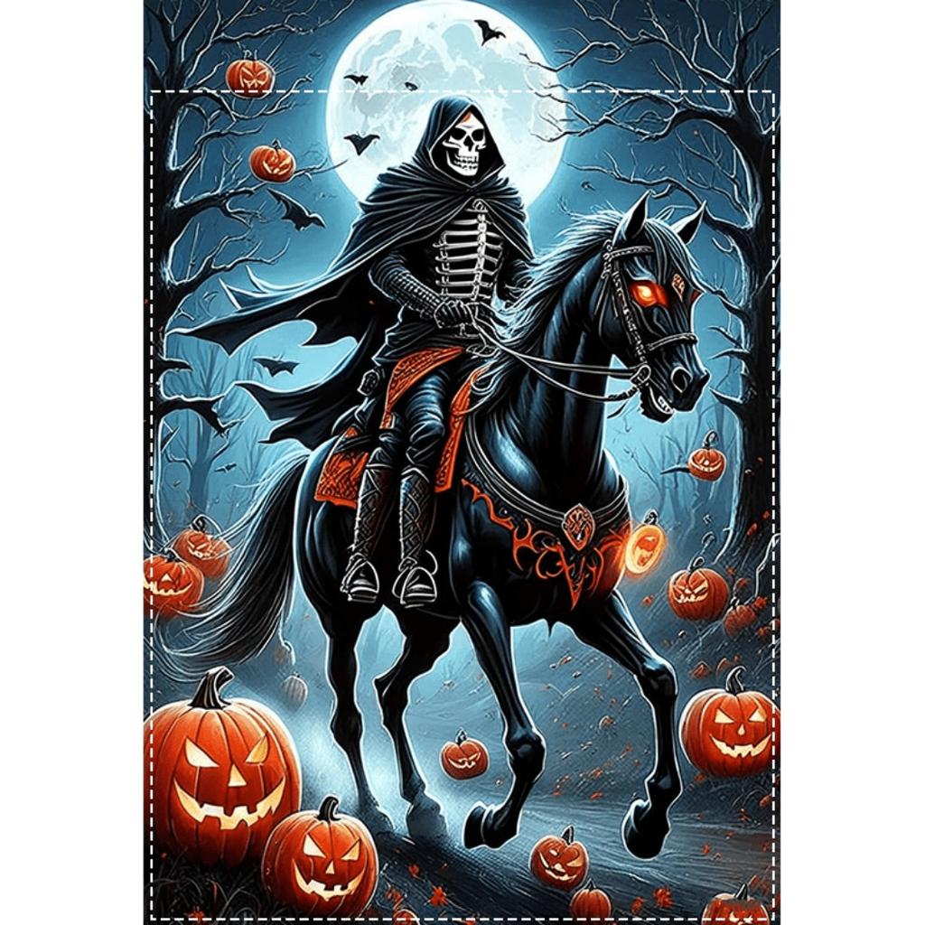 1pc Dark Halloween Garden Flag Horro Sleepy Hollow Print Suitable for Halloween Yard Outside Decoration No Flag Pole 12X18 Inch