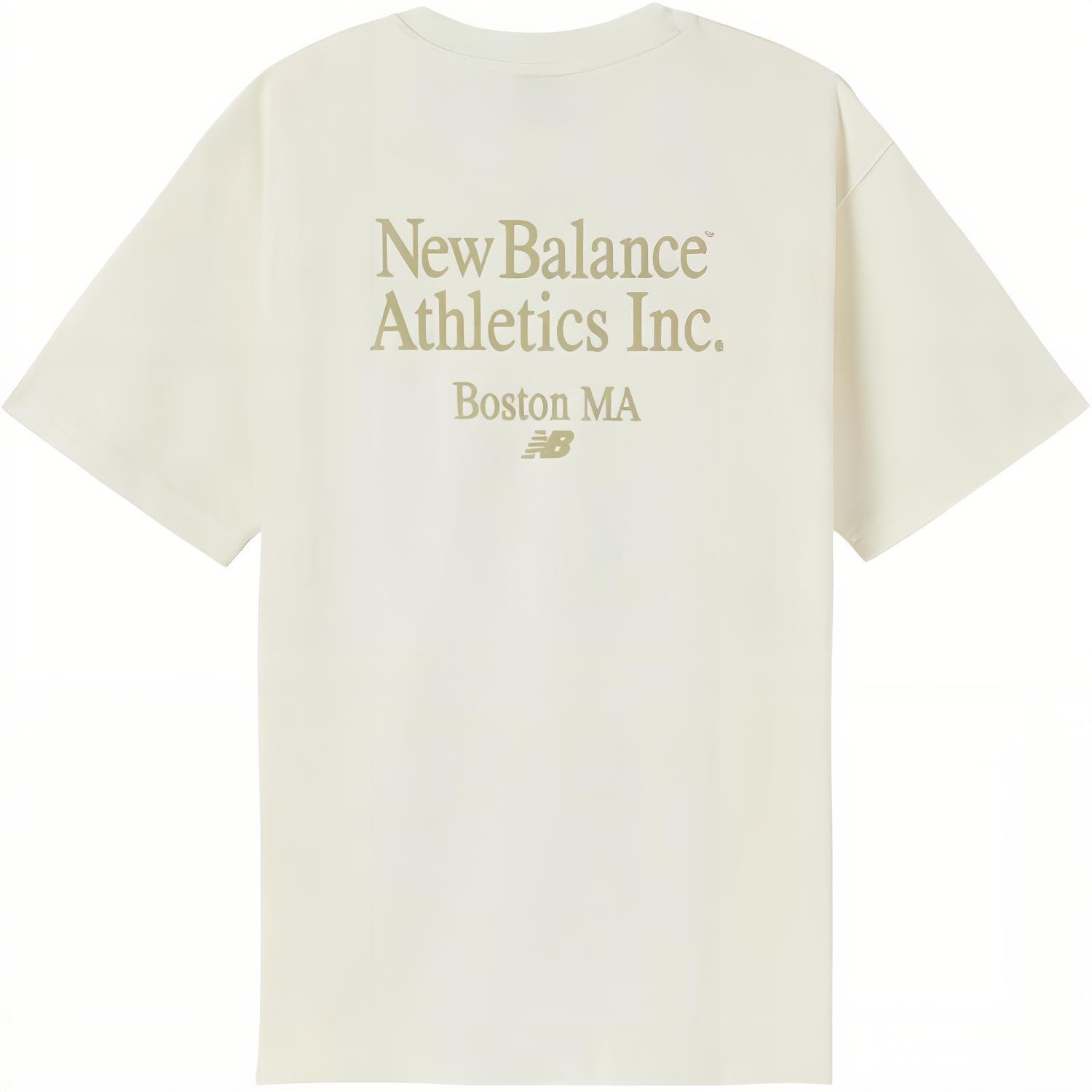 New Balance T Shirts Men s Ecru Crew Neck Moderate Straight Fit NEE35201-CRE L