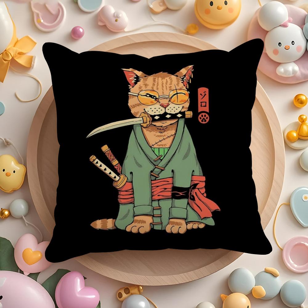 Japanese Style Cat Cushion Cover Home & Car Multi-Scene Pillow Cover - Reversible, Soft & Durable for Daily Use