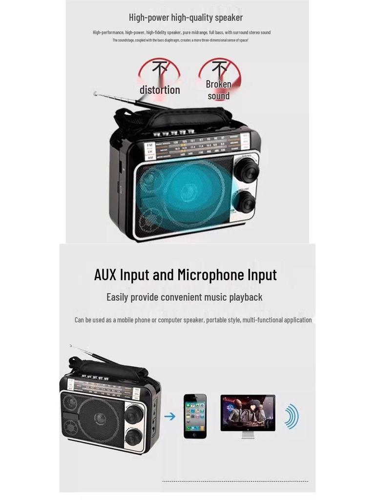FM/MP3'lü Yeni Tüm Dalga Çok Fonksiyonlu Radyo ve Taşınabilir Hoparlör