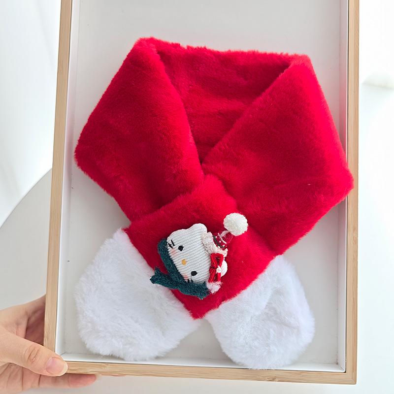 Kids' Red Knit Scarf: Winter Plush Neck Warmer