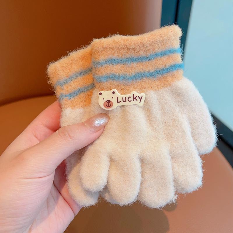 Winter Warm Children's Gloves: Cute, Thickened Five-Finger for Boys & Girls Aged 1-3