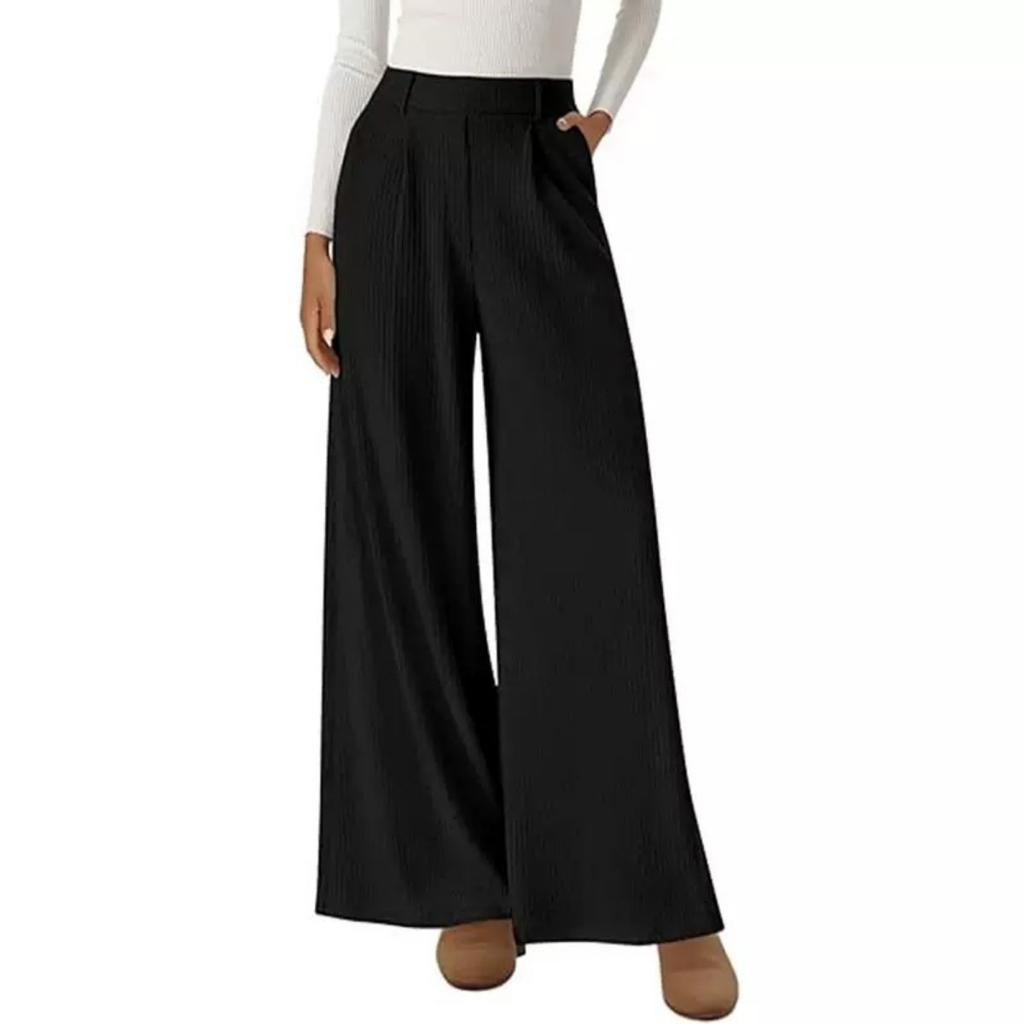 New Women's Casual Solid Color Wide Leg Straight Trousers, Comfortable Draping Pants For Autumn Winter