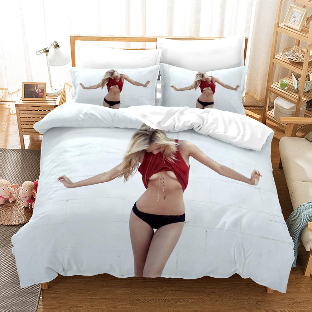3D Sexy Beauty Pattern Bedding Single Double Bed Full Size Pillowcase and Quilt Cover 2 or 3 Bikini Beauty Prints Comfortable Home Decoration