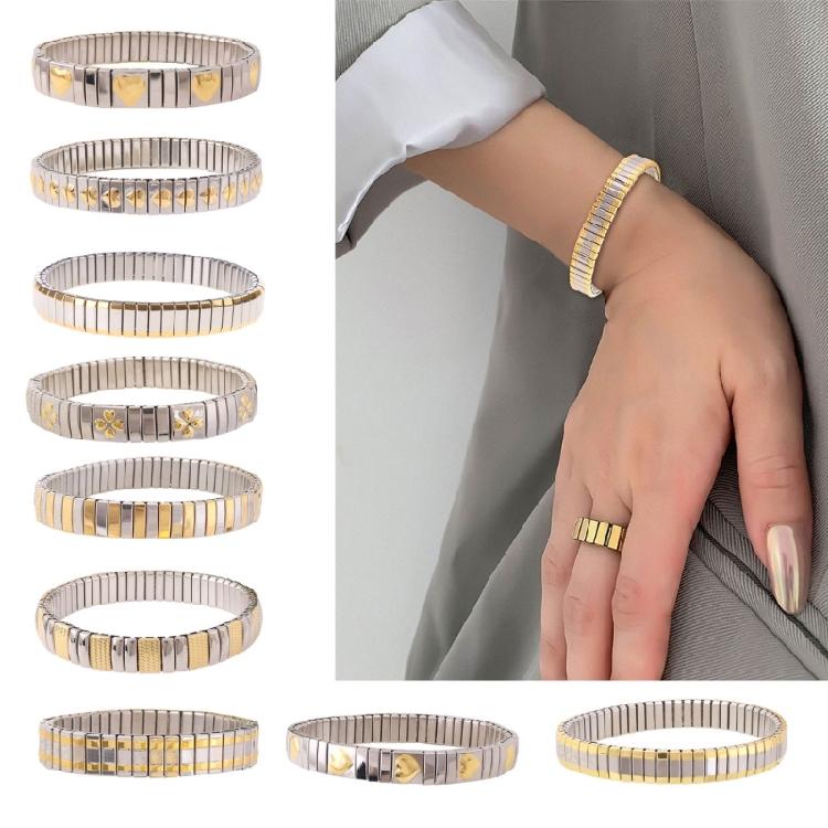 Waterproof Stainless Steel Elastic Stretch Bracelet Bangle For Women Jewelry