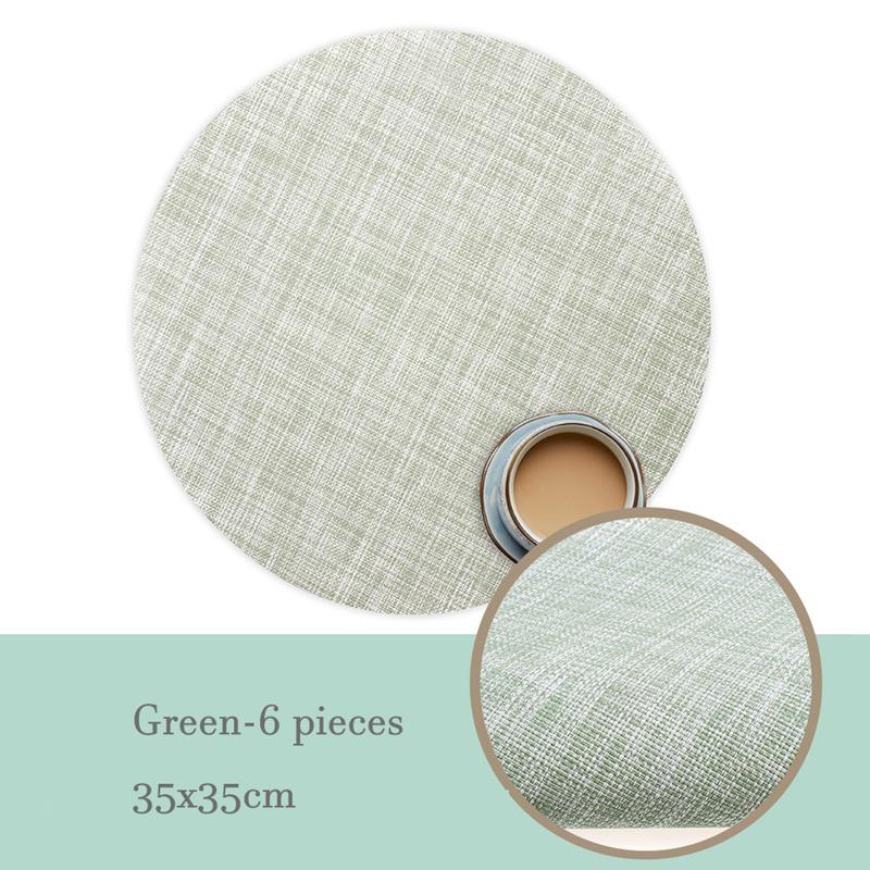 6-piece PVC Placemats Table Mats Heat Insulated Pad Round Washable Placemats Table Decor 5 Colors 35x35cm