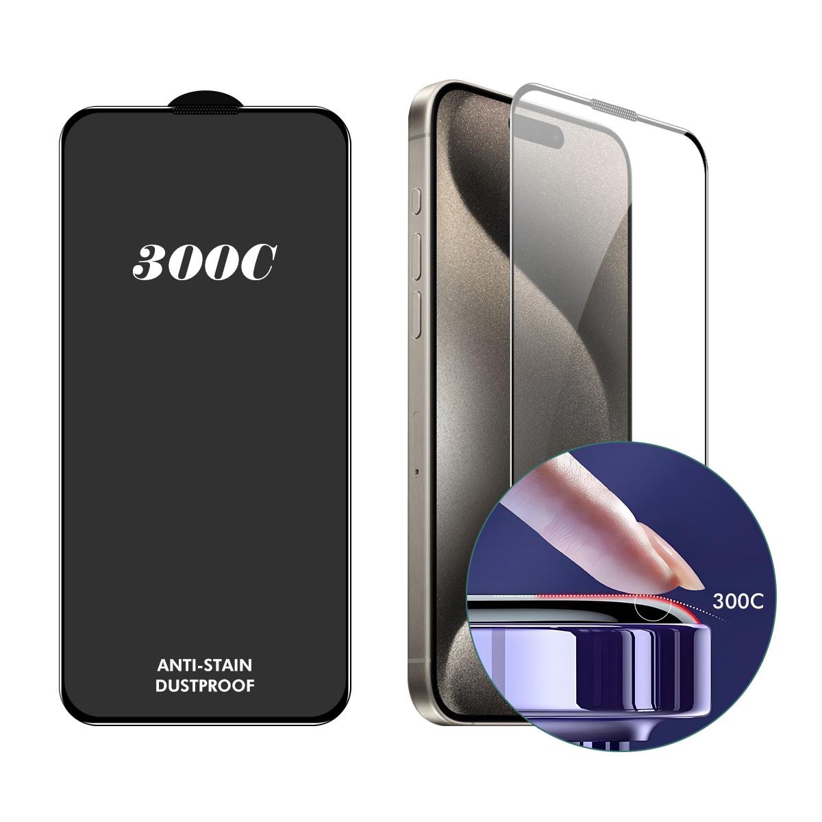 

For iPhone 16 Pro ENKAY HAT-PRINCE Screen Protector 300C Large Arc Silk Print High Aluminium-Silicon Glass Film Transparent