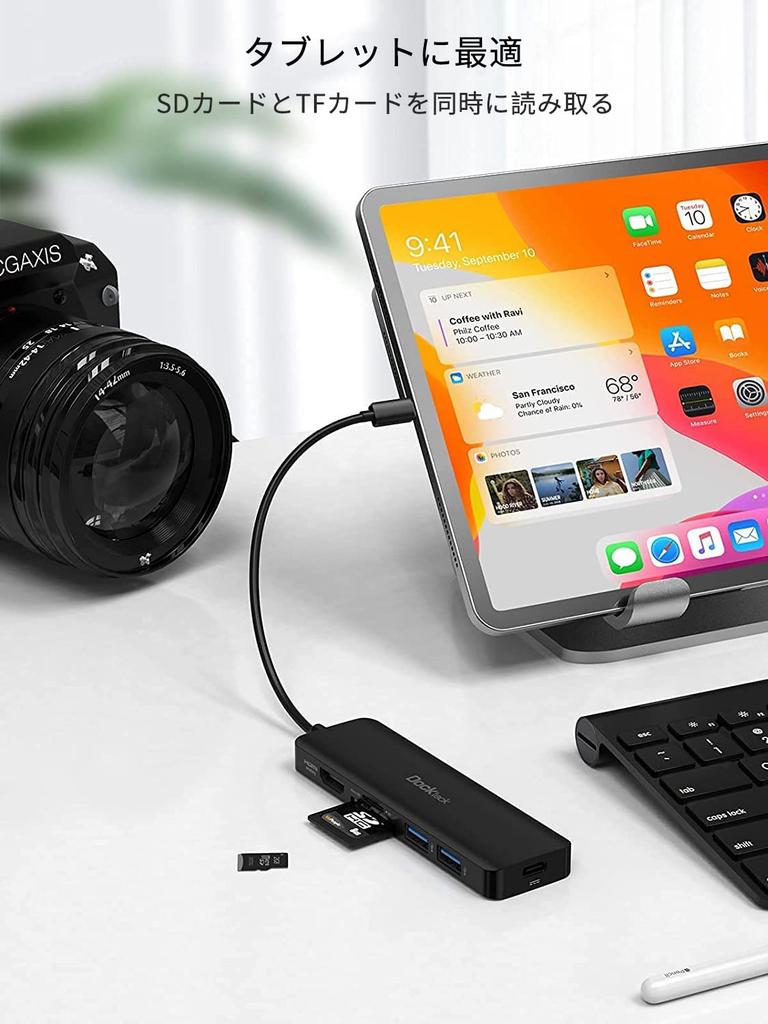 Dockteck USB Type C Hub Type C 4K 60Hz HDMI Port 100W PD Port 2xUSB Ports with Card Slot Adapter Compatible with MacBook iPad 6-in-1 3.0 SD/TF Type-C