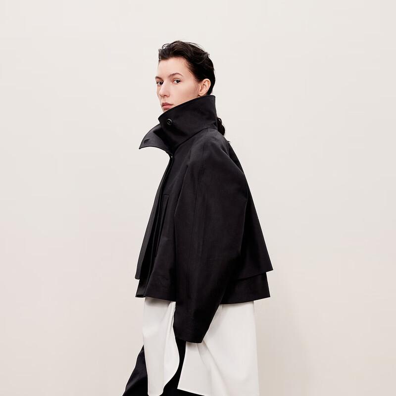 

LESS 2024 Autumn Cotton A-Line Stand Collar Jacket M