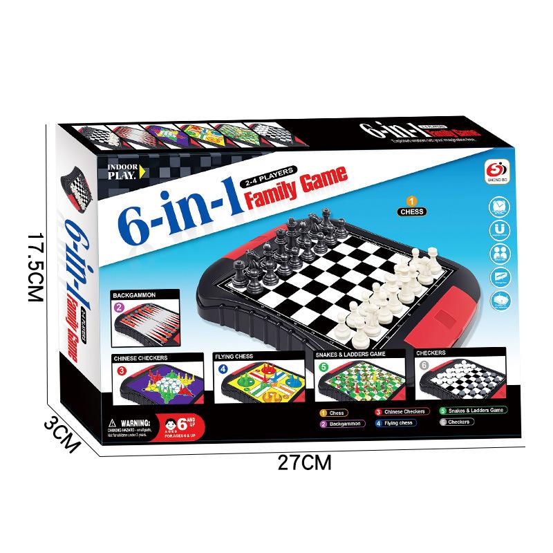 6-in-1 set of game pieces chessboards international chess flying chess backcountry chess checkers western chess snake ladder chess