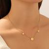 Gold Plated Daisy Flower Charm Necklace, Dainty Adjustable Cable Chain for Women, Cute Minimalist Daily Jewelry