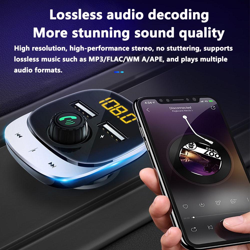მანქანის Mp3 პლეერი ორმაგი USB სწრაფი დამტენი Fm Bluetooth მიმღები Bluetooth თავსებადი 5.0 Fm გადამცემი USB Flash Drive Plug Car Kit