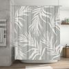 Modern Bathroom Decor White Palm Leaf Pattern Shower Curtain Set for Home Bathrooms Bathtubs Size 72 X 84 Inches