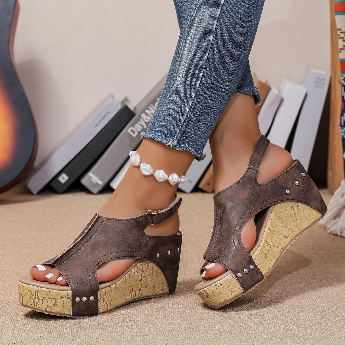 

Женские босоножки на танкетке Новые летние босоножки на платформе Женские босоножки с открытым носком Элегантная роскошная дизайнерская обувь для женщин Sandalias De Mujer 38