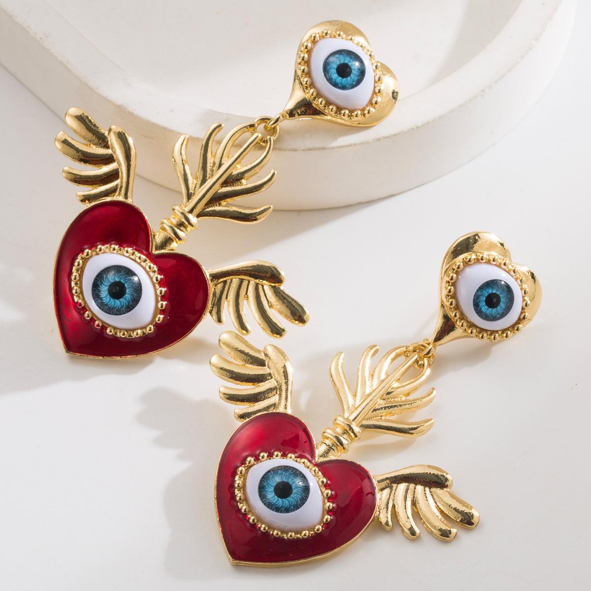 

Серьги для женщин, уникальные креативные серьги-капли в виде сердца, глаза дьявола, пчелы, инкрустированные жемчугом, с серебряной иглой Eyes