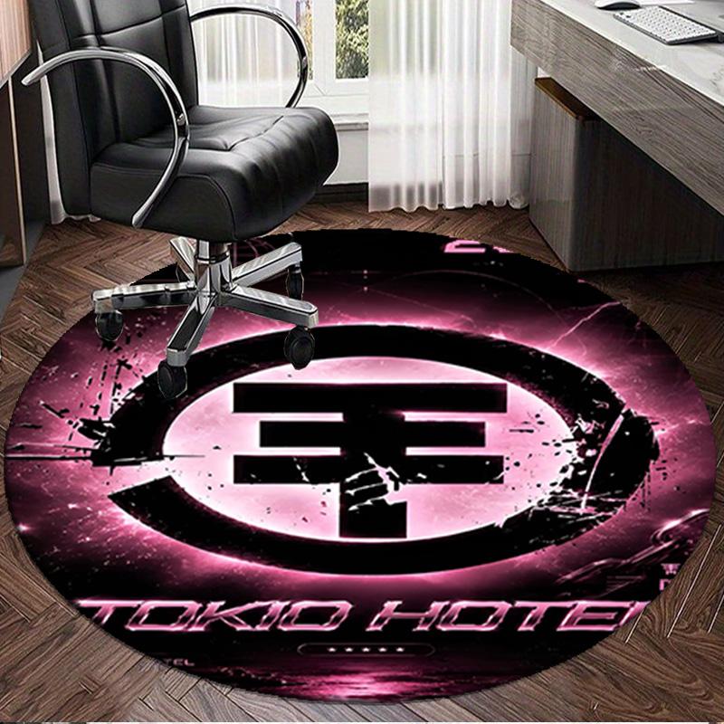 1PC Tokyo-Hotel Music Round Rug, Non-slip Chair Mat, Home Decor, Circle Carpet Perfect for Office, Bedroom, Living Room,Christmas Gift