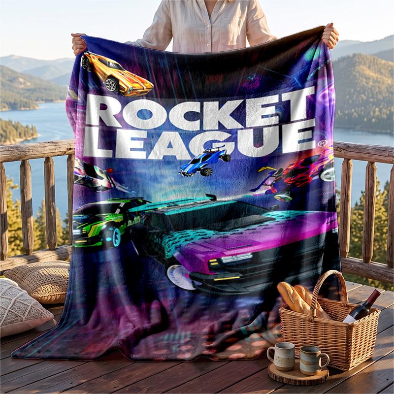 Coperta in Flanella Calda con Motivo Rocket League, Coperta Leggera Confortevole per Letto Divano