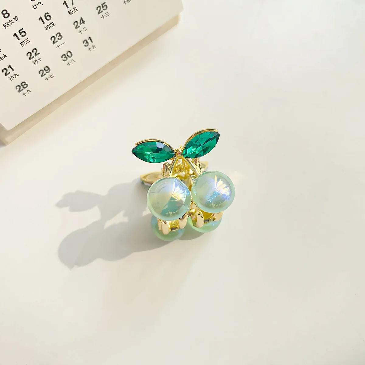 

Нежные хрустальные вишневые мини-заколки для волос со стразами, женские заколки-крабы для волос, головные уборы, аксессуары для волос яблочный зеленый