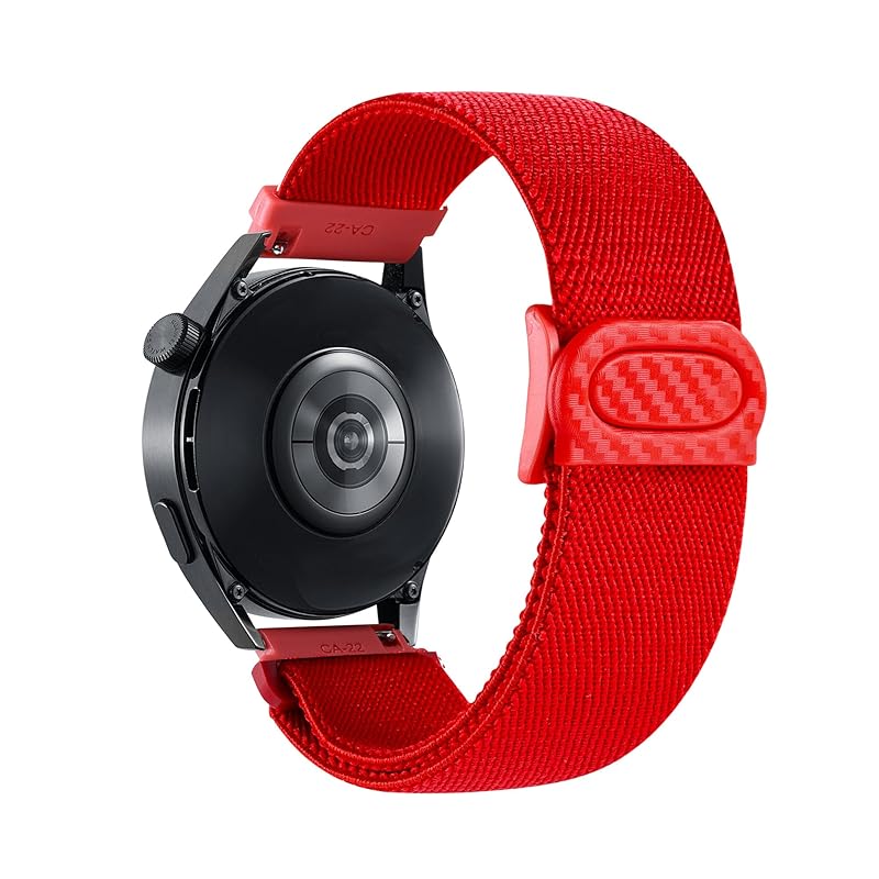 

[SQHYWJ] quick release band 20mm 22mm watch band nylon watch belt Elastic snap closure Smart watch replacement band (red) 22mm)