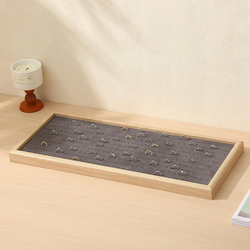 Wooden Jewelry Displays Tray Rings Jewellery Showcase Pallet Large Capacity Ring Organizer Tray Household Trinket Storage Salver