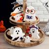 AKEROCK Cute Halloween Decorations Indoor - Halloween Decor/Ghost Decor, 4 PCS Wooden Ghost Halloween Signs for Table, Office Desk, Tiered Tray,