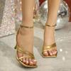 Fashion FHC 2025 New Women High Heels Sandals,Open Toe Summer Shoes,Ankle Buckle Strap,Gold,Silver,Size 35-43.Dropship