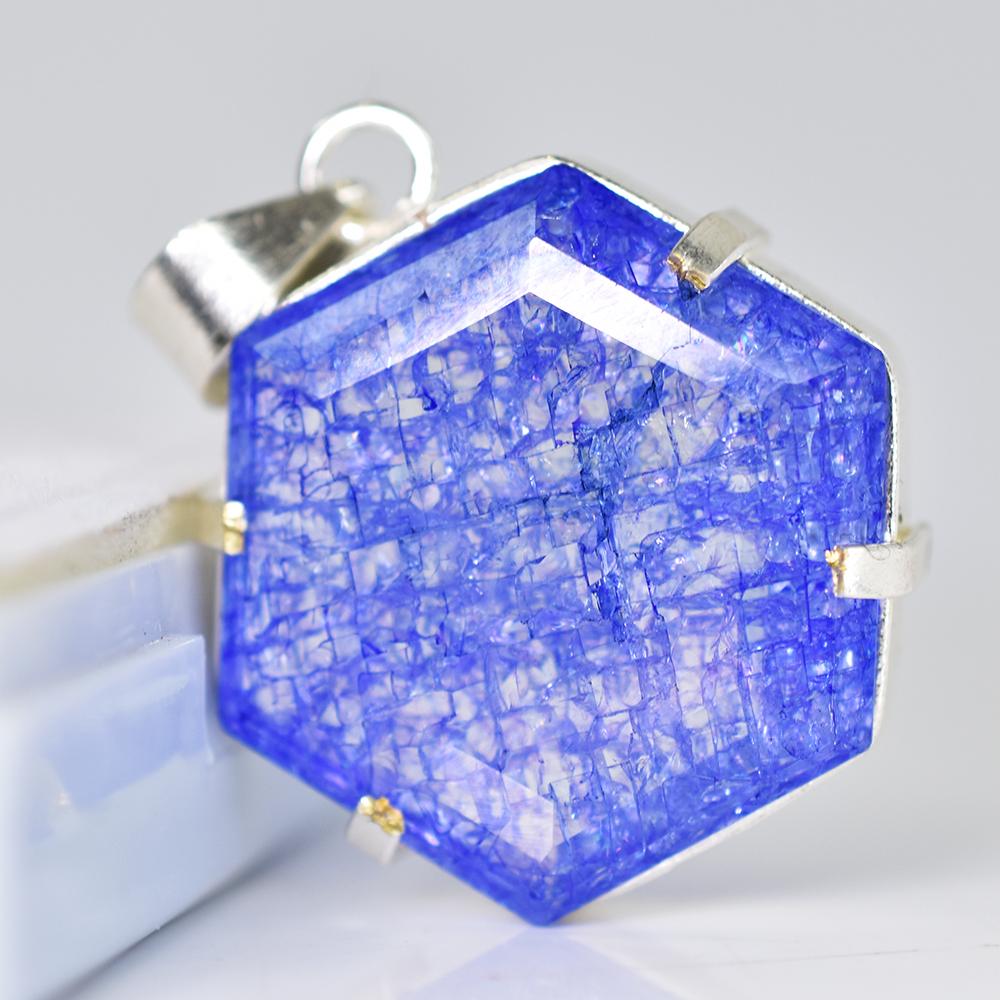 Natural Purple Tanzanite Fancy 70 Ct 925 CERTIFIED Sterling Silver Pendant Gems MY.PD-158-NS