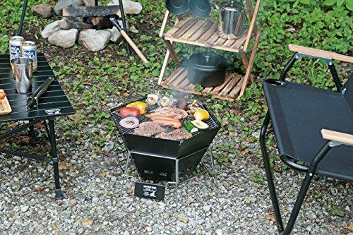 Captain Stag UG-50 CS Black Label BBQ Stove, Fire Pit, and Dutch Oven, 3-in-1, Hexa Stainless Steel Fire Grill with Bag