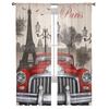 Tower Retro 1960er Türkei Räder Reise Chiffon Transparente Vorhänge für Wohnzimmer Schlafzimmer Dekoration Fenster Voiles Tüllvorhang