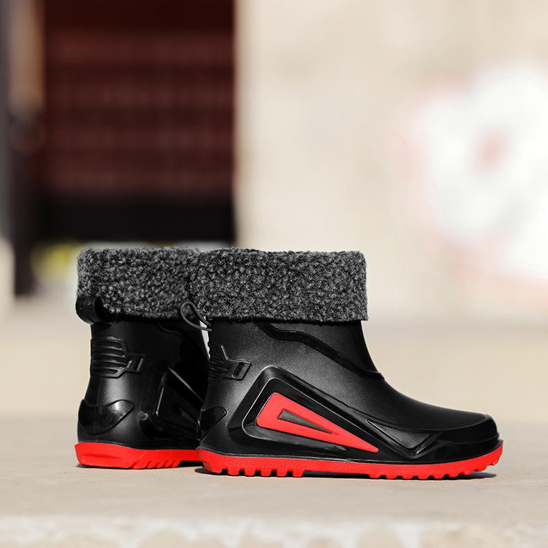 Mechanical wind and rain shoes men's summer waterproof and non-slip rain boots trendy medium tube thick-soled takeaway rider car wash