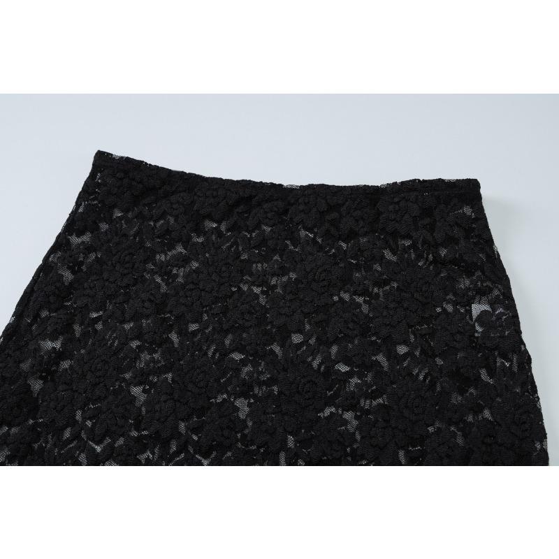 Damen Bandage Hollow Out Spitzenröcke Zweiteiliges passendes Set 2025 Unregelmäßige Oberteile Lange Kleider Anzug Strandurlaub Party Outfit