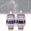 Beetlejuice Cosplay Costume Astrid Striped Dress For Halloween Role Play