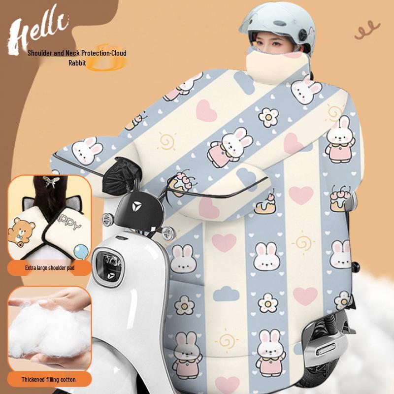 Thickened Windproof Winter Quilt for Electric Car & Motorcycle - Extra Large, Warm, and Coldproof Cover with Widened Shoulder Protection