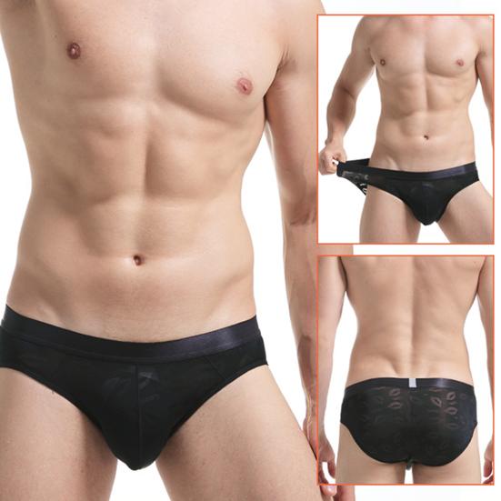Men Briefs Thin Low Waist Breathable U Convex Solid Color Anti-septic Underwear Elastic