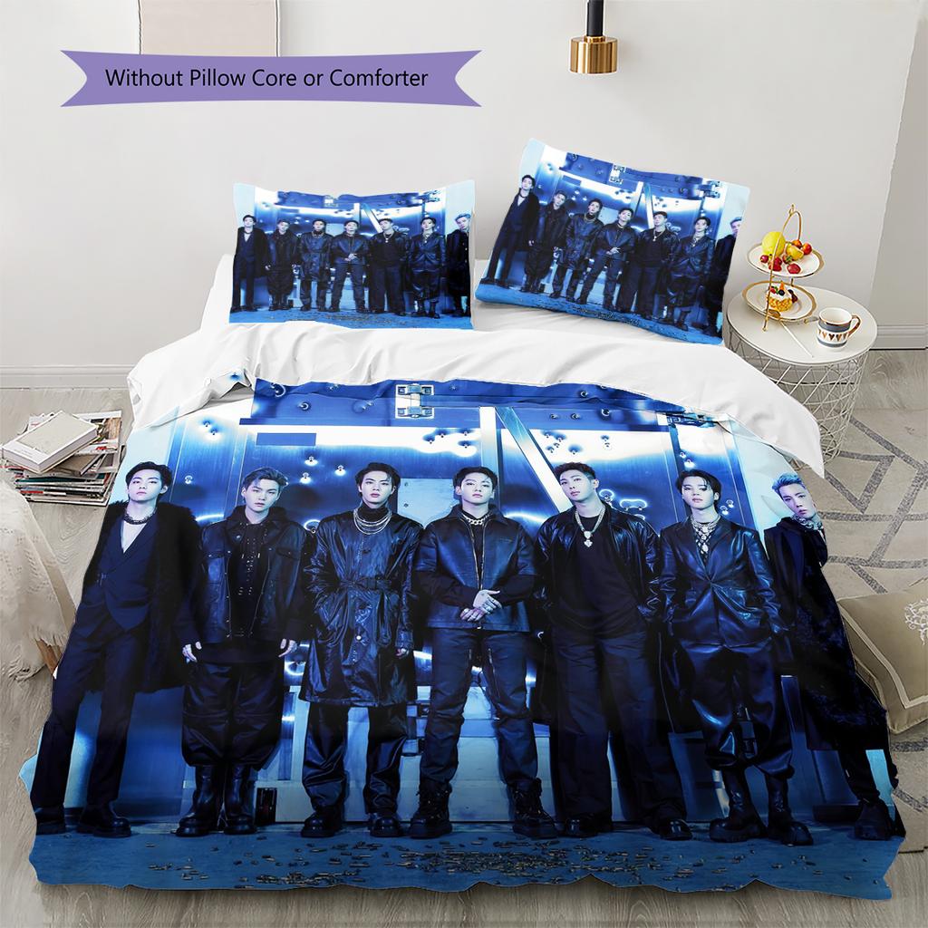 BTS Pattern Bedding Home Decoration Birthday Gift (1 * Duvet Cover + 2 * Pillowcase, Without Core)