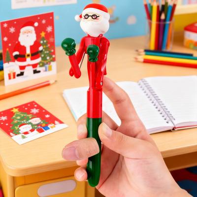 Christmas Creative Boxing Pen with Moving Figure Fun Animated Novelty Ballpoint Pen Students Stress Relief Neutral Pen for Office Gag Gifts