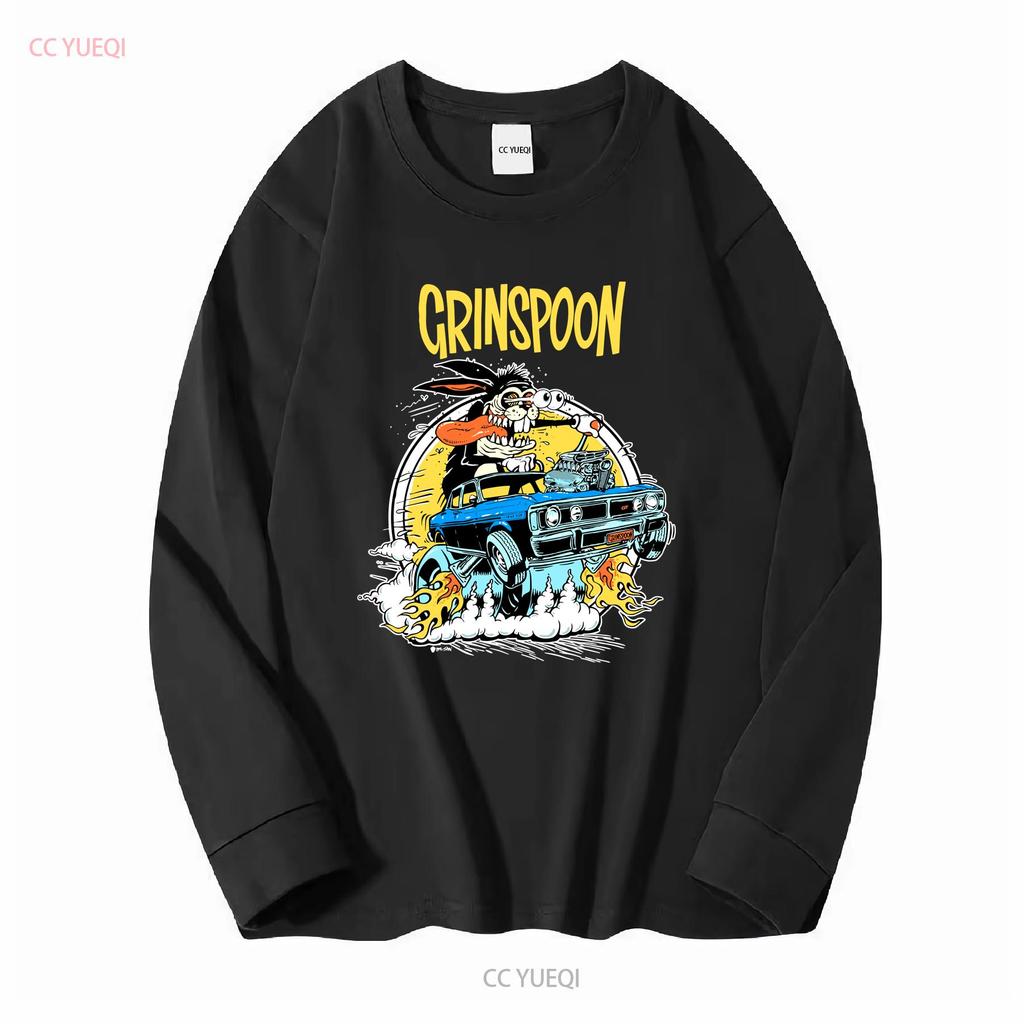 Grinspoon T Shirt Medium long sleeves vintage Washed Soft Comfortable homme graphic fashion Top For Everyday Wear Slightly