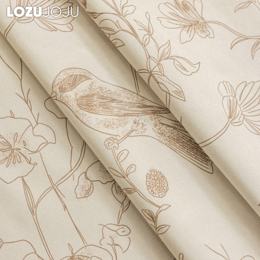 1PC LOZUJOJU French Retro High-end Beige Printed Curtains Full Blackout Curtains for Bedroom Living Room Balcony Window for Home Decor