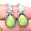 Green Turquoise Gemstone Handmade Gift For Her Silver Jewelry Earrings 1.5"