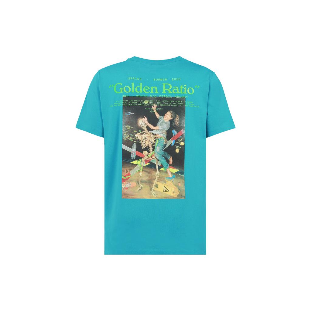 Off-White C/O Virgil Abloh Ss20 Skull Print Short Sleeve T-Shirt With Standard Fit Men Tops Blue OMAA027R201850143988