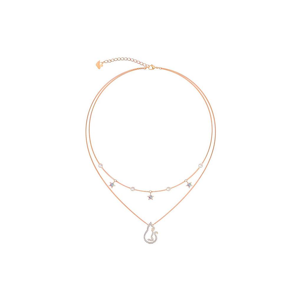 Swarovski Cattitude Moonlight Cat Double-Sided Necklace Women necklace Rose-Gold 5566726