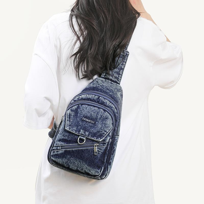 Denim Chest Bag Women's Crossbody Bag Large Capacity Shoulder Bag
