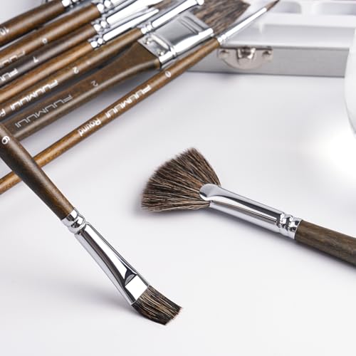 Natural Boar Bristle Oil Paint Brushes, 15-piece Set with Two Palette Knives, Multi-purpose, for Professional Artists and Beginners, Suitable for Scho