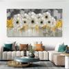 Scandinavian Classic Luxury Wall Art White Floral Painting Abstract Gold Leaf Poster Print Home Bedroom Living Room Decor