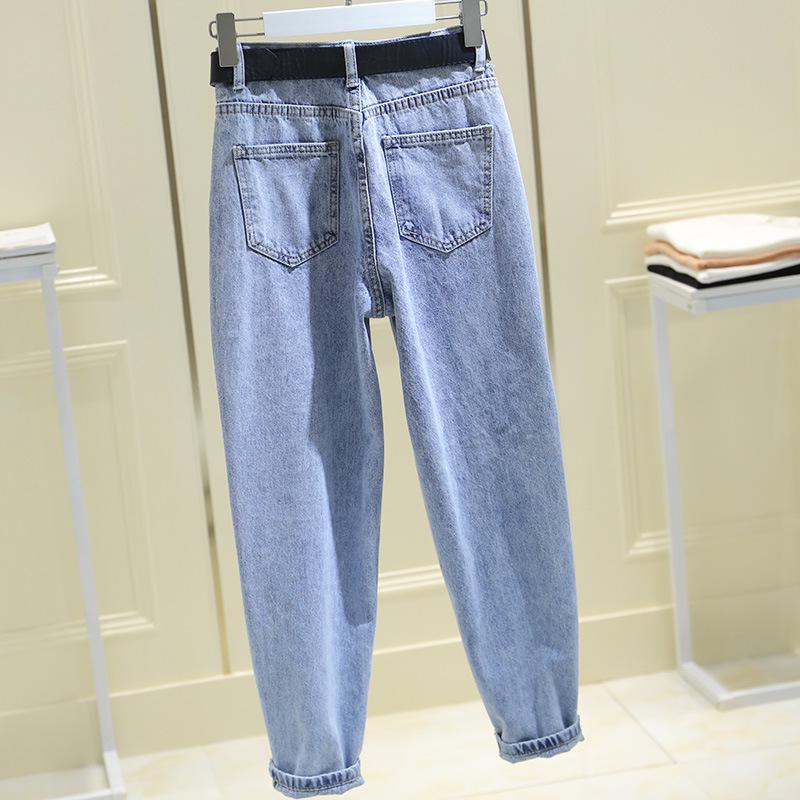Women s High-Waisted Slimming Harem Pants - 2021 Autumn/Winter Fashion Carrot Trousers 2XL светло-синий