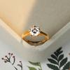 Jewelry Gold Four Claws 8mm White Round Diamond Ring Simple Ring