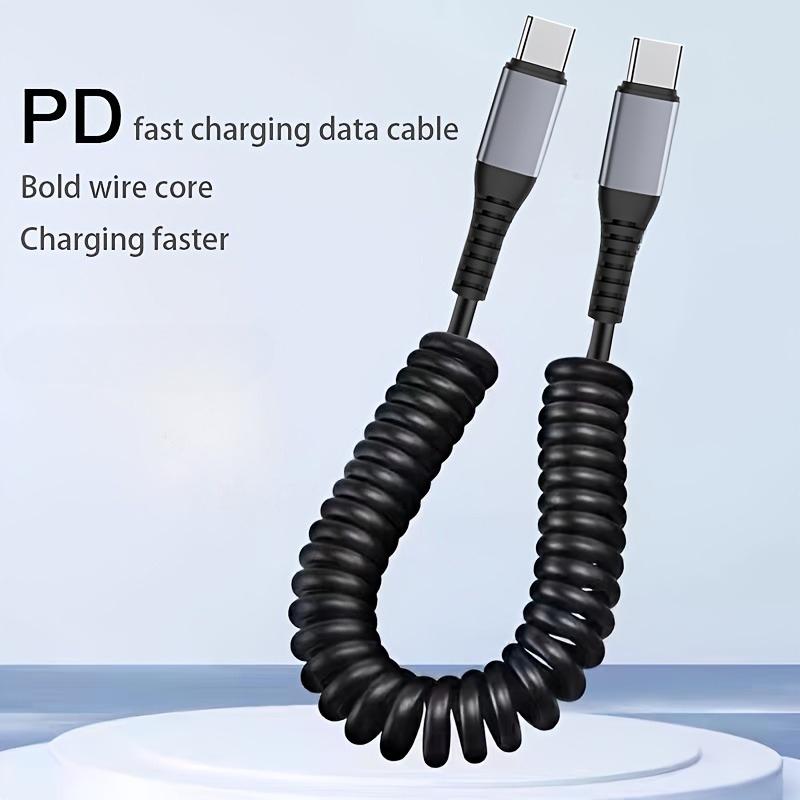 6A Super Fast Charging Type-C To Type-C PD Fast Charging Cable Spring Retractable Mobile Phone Navigation Car Data Car Anti-Freeze Charging Cable