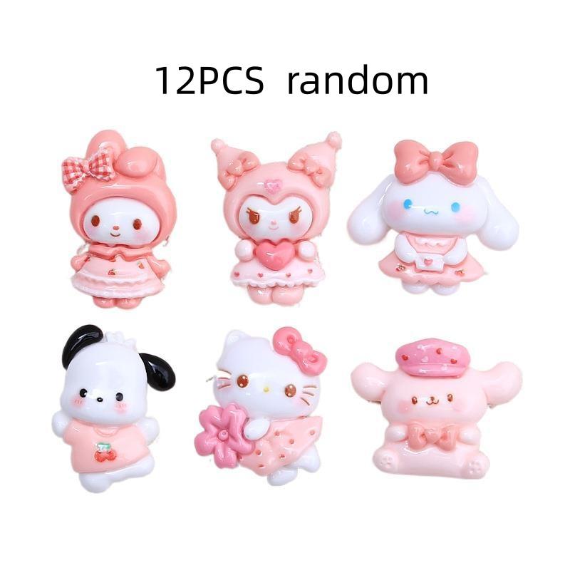 

12/60PCS Resin accessories DIY cream glue cute hair clip accessories shoe flower decoration cartoon pink skirt small animals