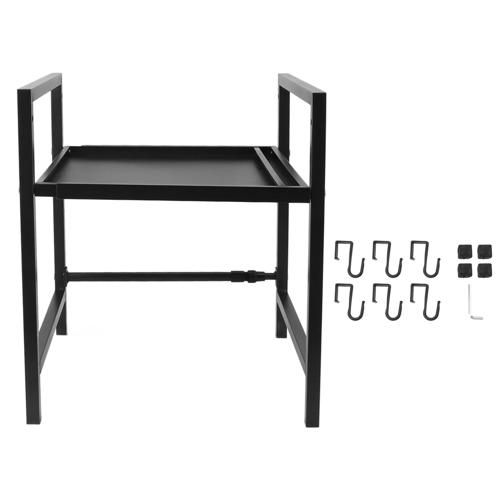 Microwave Oven Rack Carbon Steel Expandable Microwave Stand Countertop Utensils Shelf for Home Kitchen Single Layer