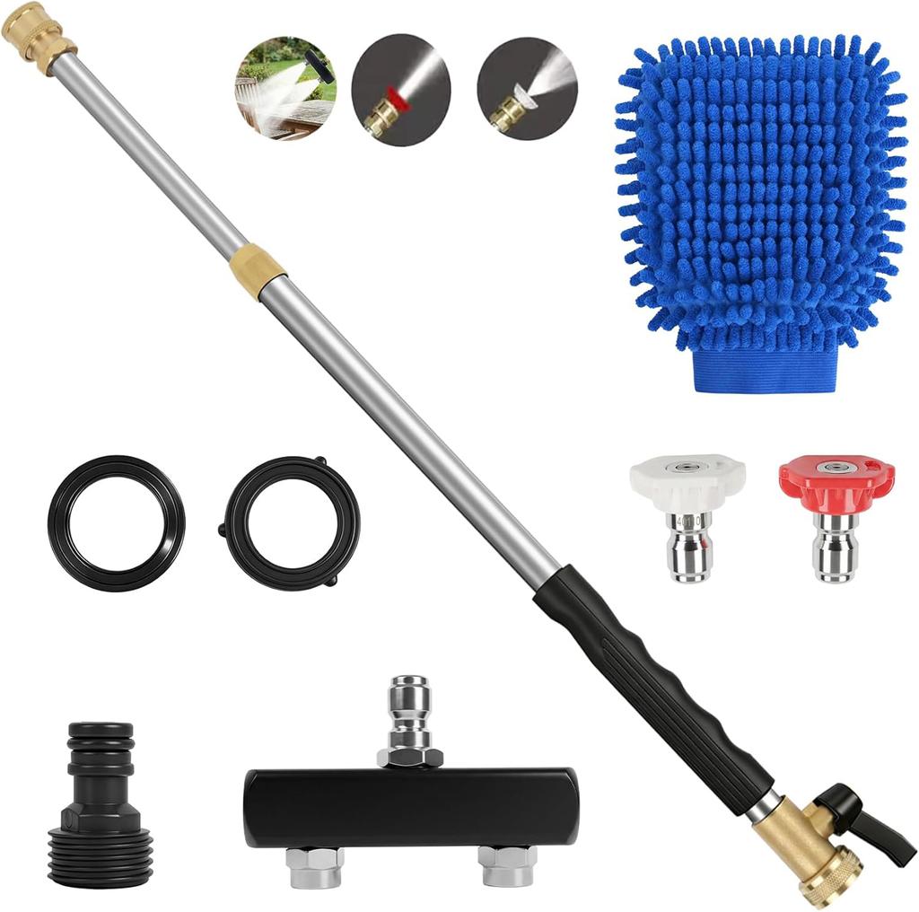 Jet Nozzle for Garden Hose with 3 Different Nozzles High Pressure Hose Nozzle 3-In-1 Power Wand for Car Washing Patio and Floor